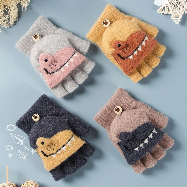 Soft Children Thick Warm Knitted Mittens Kids Gloves Cute For 5-12 Years Old