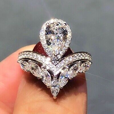 Gorgeous Cubic Zircon 925 Silver Filled Rings Women Jewelry Wedding Gift Sz 6-10