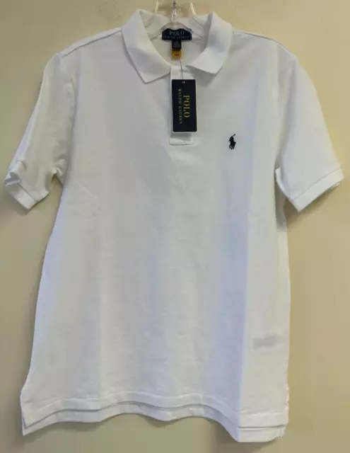 NWT Polo Ralph Lauren Boys  Short Sleeve Core Replen White Polo Shirt Size L