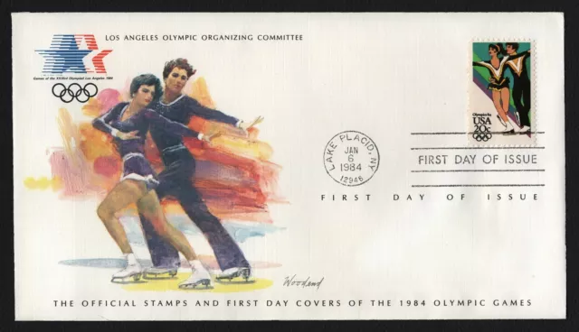 #2067 20c Ice Dancing, LA Olympic Committee FDC 4-1/2x8 *ANY 5=FREE SHIPPING**