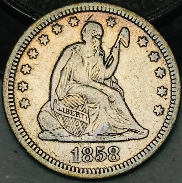 1858 Seated Liberty Quarter 25C Ungraded Choice 90% Silver US Coin CC21833