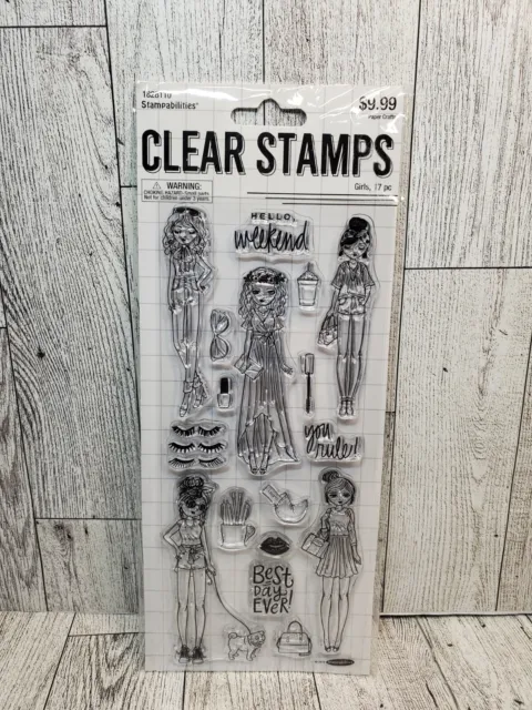 Stampabilities Girls Clear Acrylic Stamps 17pc for scrapbooking, planners, cards