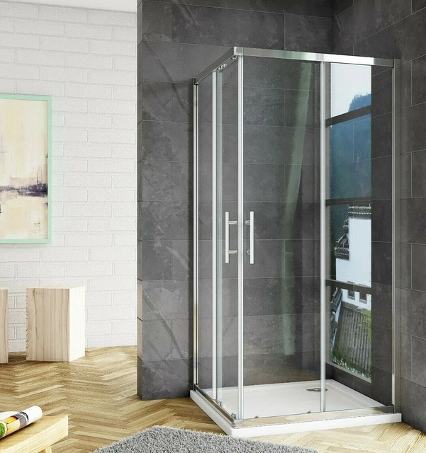 CORNER ENTRY SHOWER Enclosure Walk in Cubicle Sliding Glass Door and