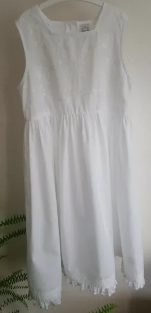 Beautiful Vintage Next White Girls Sleeveless Summer Dress Age 6-7 Years, 122cm