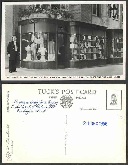 LONDON W1 1956 Old Tuck's Postcard Burlington Arcade N. Peal Shop ...