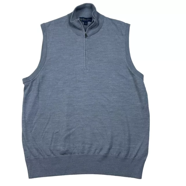 BROOKS BROTHERS MEN'S 100% Wool High Neck 1/4 Zip Sweater Vest Gray ...