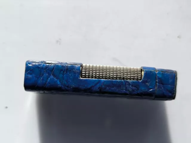 Accendino Dunhill Rollagas In Pelle Di Coccodrillo Blu. Unico 3