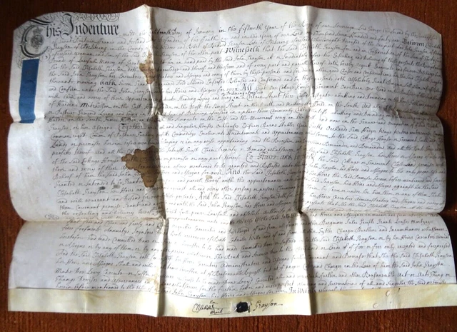 1741 Indenture Cottage on Eastgate - Pickering Yorkshire Elizabeth Grayson signs