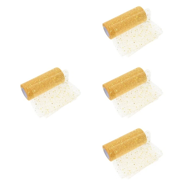 4 Rolls Wedding Party Tulle Powder Net Rolling Yarn Glitter Fabric Flash
