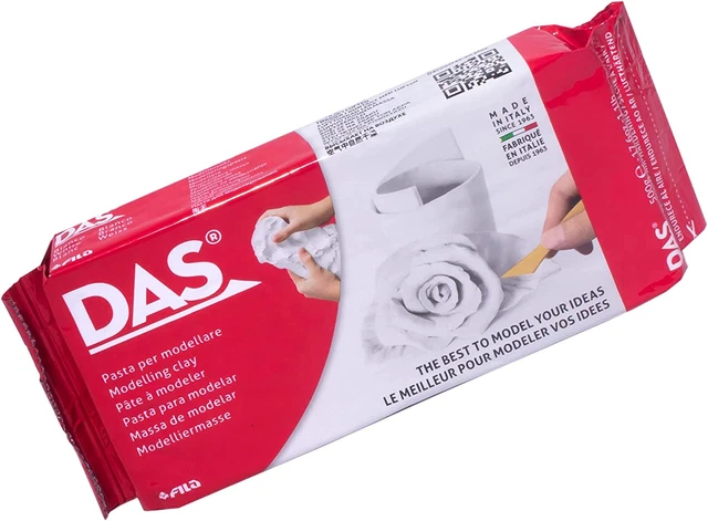 DAS White 500 g arcilla de modelado de endurecimiento por aire, sin hornear, lista para usar, adecuada y
