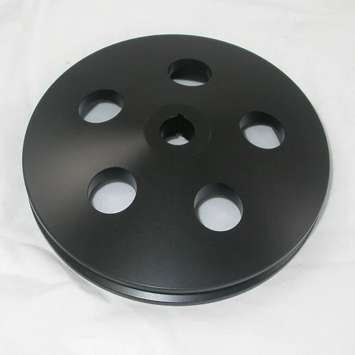 1967 - 1984 Chevy Black Alum Single Groove Power Steering Pulley Keyway Style