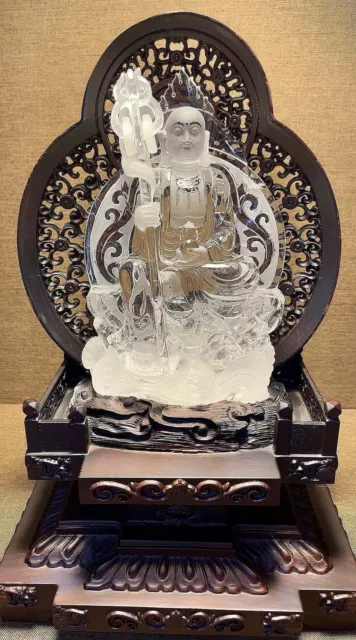 Chinese Exquisite Handmade Bodhisattva Carving Natural Crystal Statue