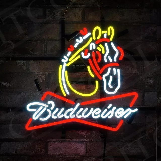Budweiser Clydesdale Neon Sign Light Beer Bar Wall Hanging Nightlight 19"x15"
