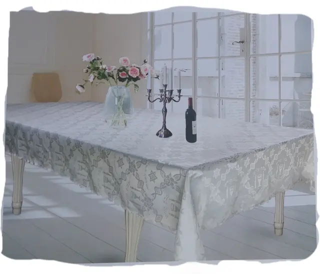 New White tablecloth for Shabbat&Yom Tov.Menorah israel Jewish Judaica 300X150cm
