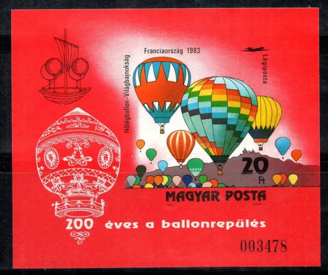 Ungarn 1983 Mi. Bl.162 B Block 100% Flugpost Postfrisch 20 ft, Heißluftballons