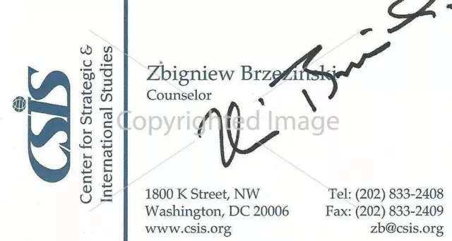 ZBIGNIEW BRZEZINSKI Diplomat RARE Signed Business Card LYNDON JOHNSON with COA