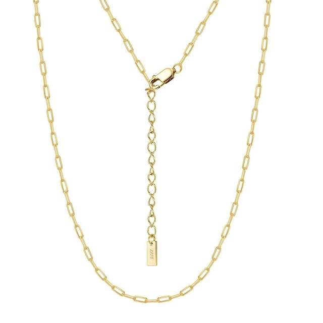 Sterling Silver Chain Necklace Gold Plated Italian Dainty Women Birthday Gift