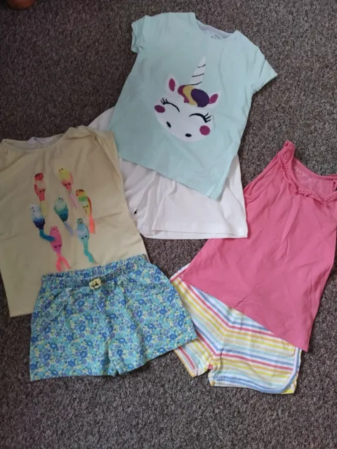 Girls Outfits Bundle Tops And Shorts Next, George, Nutmeg 4-5 Years