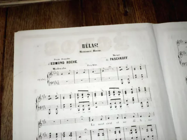 Hélas romance russe partition piano chant 1872 Paschkoff