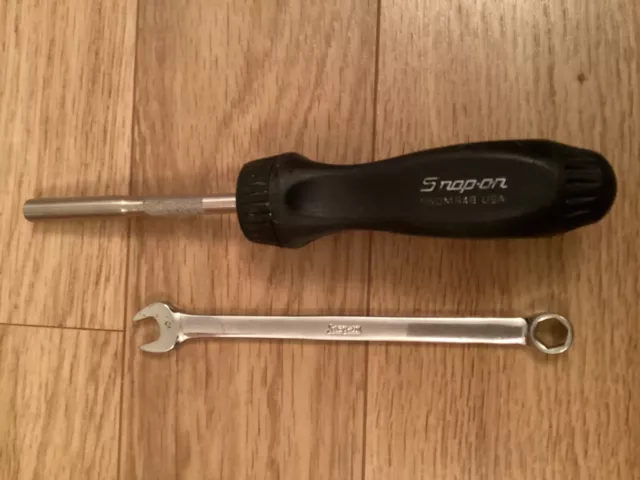 Snap-on SSDMR4B Ratcheting Screwdriver & Snap-On 10mm Combination Spanner Used