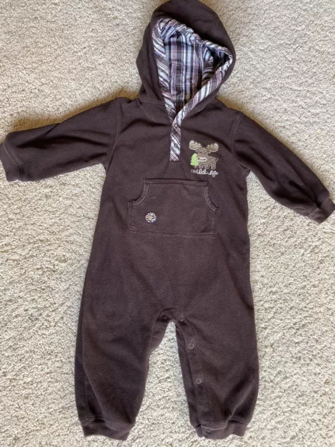 Carters Boy Baby Fleece 1pc Hooded Winter Outfit 18 Months Moose Wild Life Brown