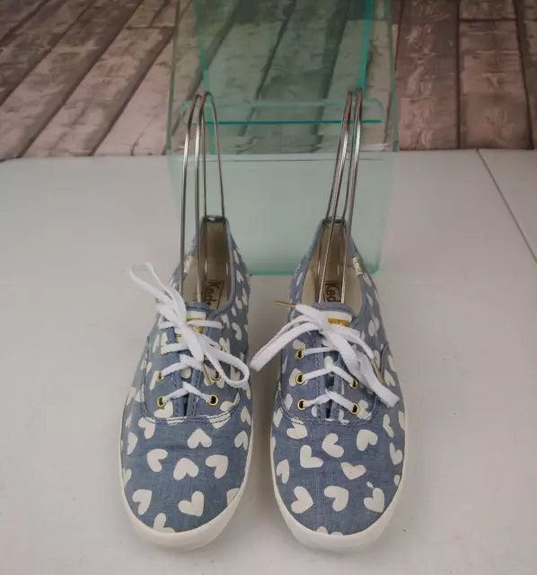 Keds Heart Pattern Canvas Sneakers Size 8 Blue And White 3