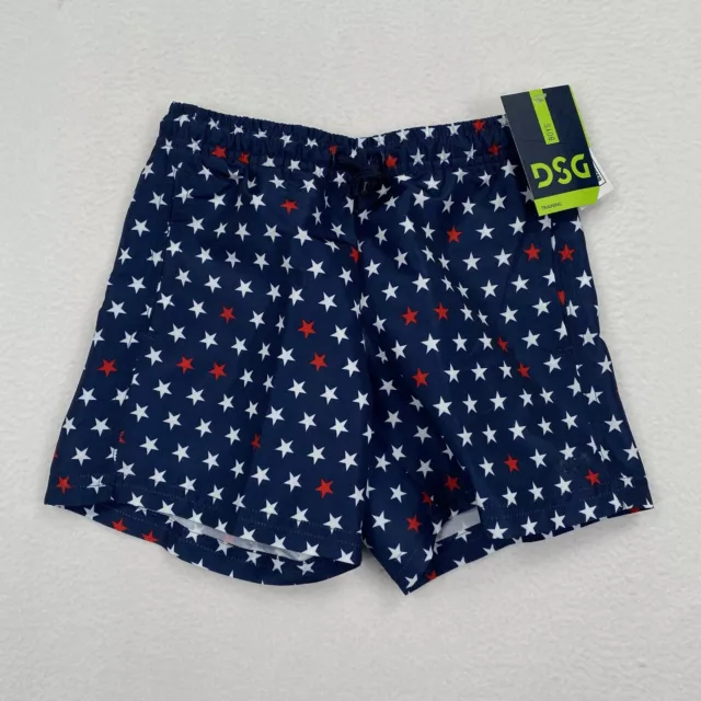 DSG Boys Shorts Size 2XS Woven Volley Blue Red White Stars Sports Athletic