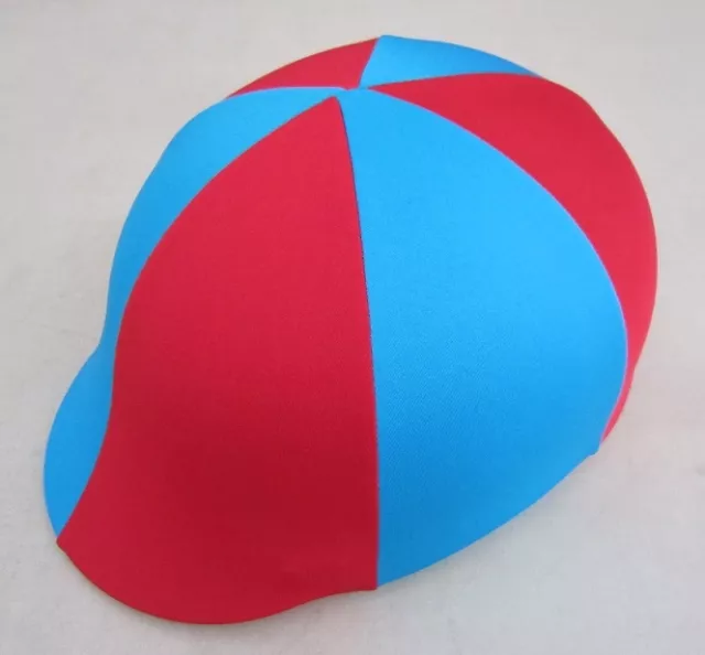 Horse Helmet Cover ALL AUSTRALIAN MADE Red & Sky Blue Any size you need