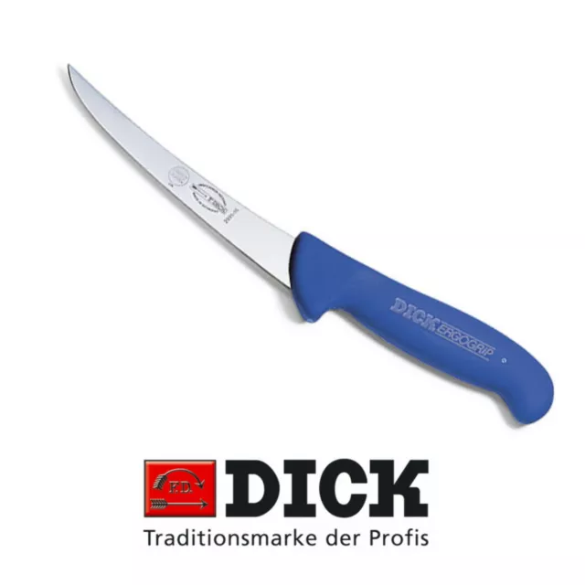 F Dick 15cm | 6” ErgoGrip Butchers Curved Stiff Boning Knife Blue 8299115