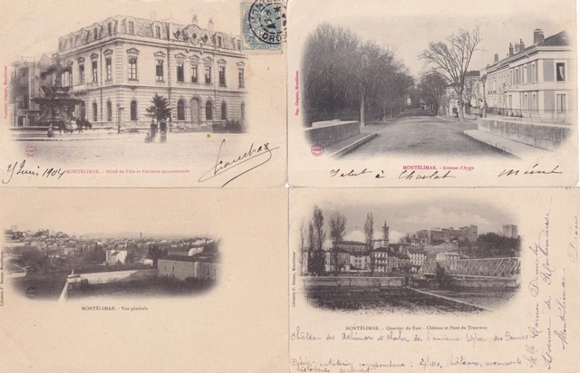 Lot de 4 cartes postales anciennes postcards MONTELIMAR DRÔME 1