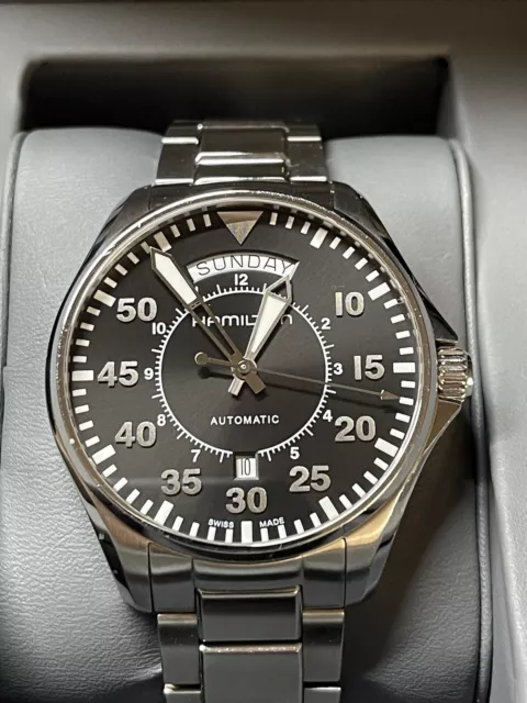 Hamilton Khaki Aviation Pilot Day Date Auto 42mm Black Dial Watch H64615135