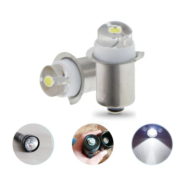 2*- 3/4.5/6V 0.5W 6000K White LED P13.5S Replacement-Bulb For Flashlight Torch