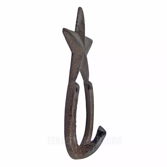 6 Horseshoe Star Wall Hooks Cast Iron Rustic Western Decor Coat Key Towel Hanger 3