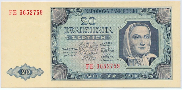 Poland 20 Zlotych 1948, series FE, P.137_UNC