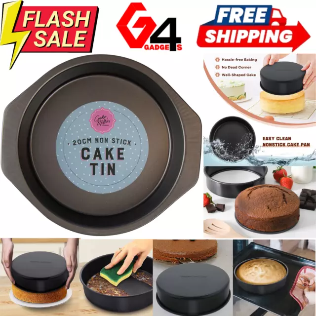 2”x 8” Inch Steel Cake Tin Round Mould | Non-Stick Baking Pan Bakeware Sponge