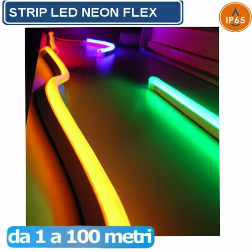 Striscia Strip Flex Led Bobina Neon Rgb Spina 220V Bianca Tubo Esterno 1 A 100 M