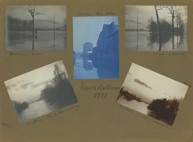France, Clichy, les inondations de 1910 Vintage print. 5 photos 8x11 Tirage ar