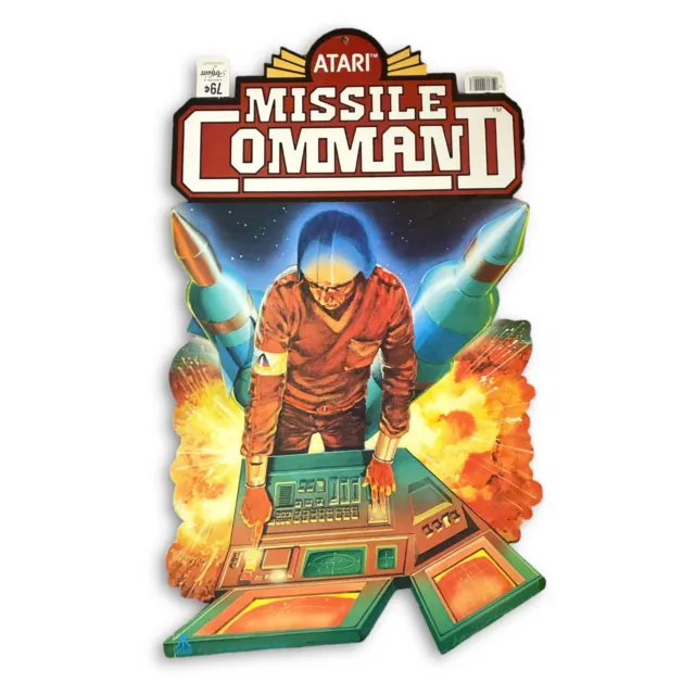 1982 ATARI Missile Command 2-SIDED ADVERTISING VIDEO GAME DISPLAY DIECUT POSTER
