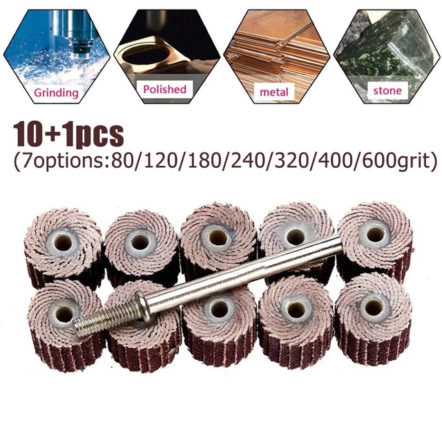 Rabat Roue 15mm Mini Outil Rotatif Papier de Verre Trimming 10pcs for Bois