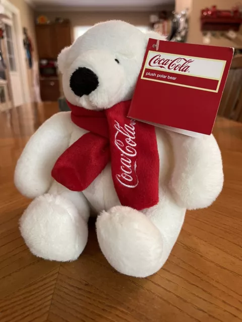 NWT 2012 Coca-Cola Polar Bear w/ Red Scarf Stuffed Plush Bear 8” Sitting Y3