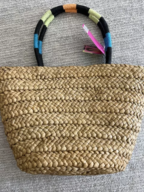 NWT Tabitha Brown x Target Abstract Botanical Woven Straw Tote Bag Purse 3