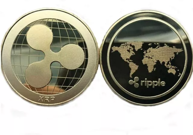 Ripple Commemorative Coin Gold Plated Ripple Cryptocurrency Novelty Coin