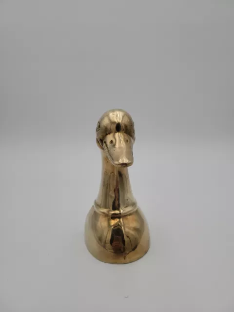 Vintage Brass Mallard Duck Head Bookend 6” Mid Century Solid Brass Decor