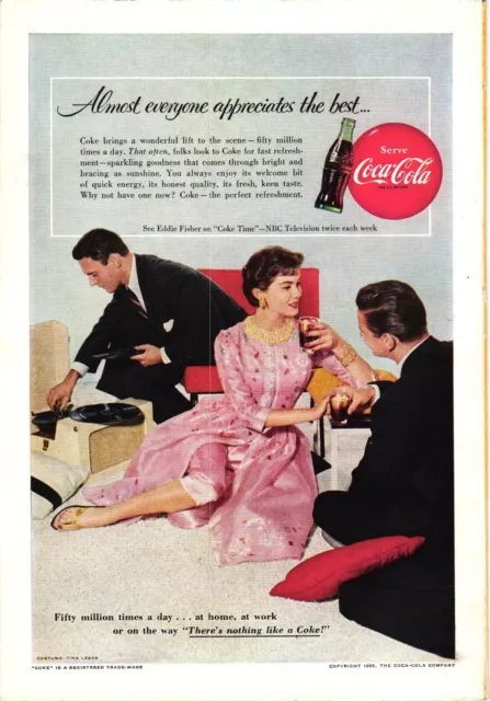 1955 Coca Cola Print Ad EDDIE FISHER Singer Actor Glamour