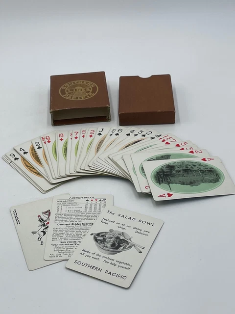 Southern Pacific Lines Railroad Playing Cards Brown Box 1948 Complete 1 Joker