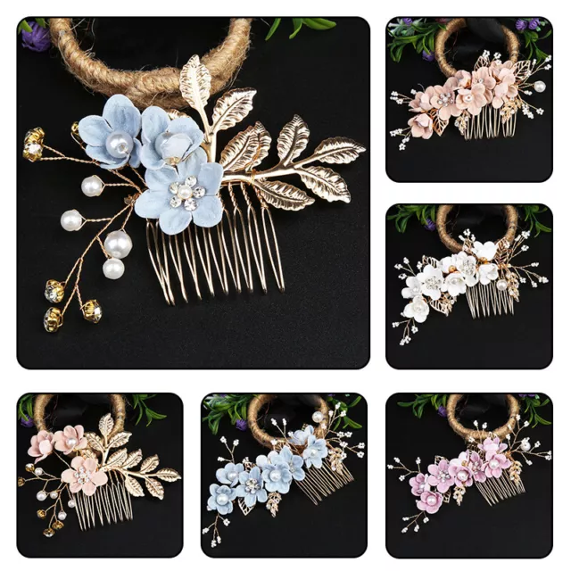 Bride Flower Pearl Wedding Hair Vine Crystal Hairpiece Party Hair Accessories