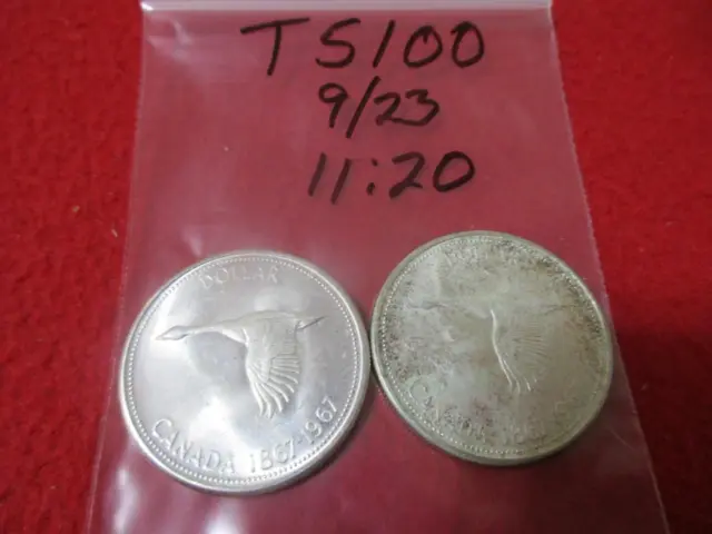 1867-1967 Canada 2/TWO High Grade Silver Confederation Dollars         #T5100