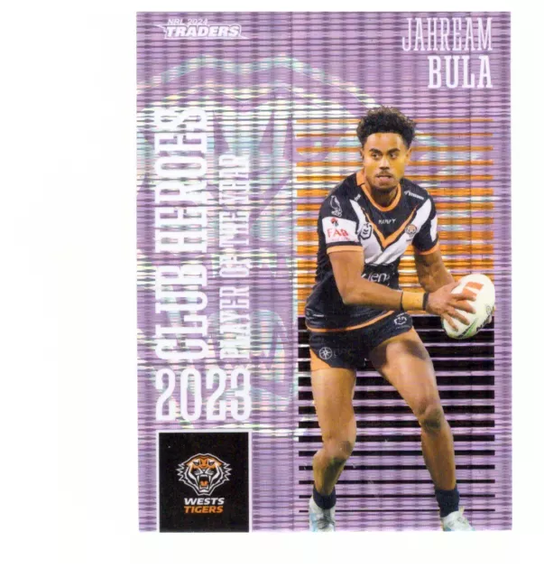 2024 NRL Traders - CLUB HEROES PARALLEL Jahream Bula Violet Wests Tigers