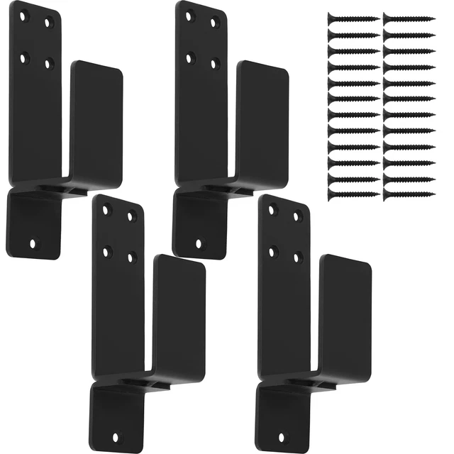 4Pcs Door Barricade Brackets for 2 x 4 Lumber Carbon Steel Door Bar Holder