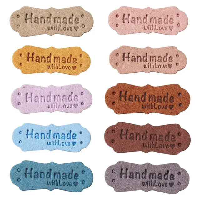 50Pcs PU Leather Labels Tags for Handmade DIY Hats Bags Hand Made with Love Labe
